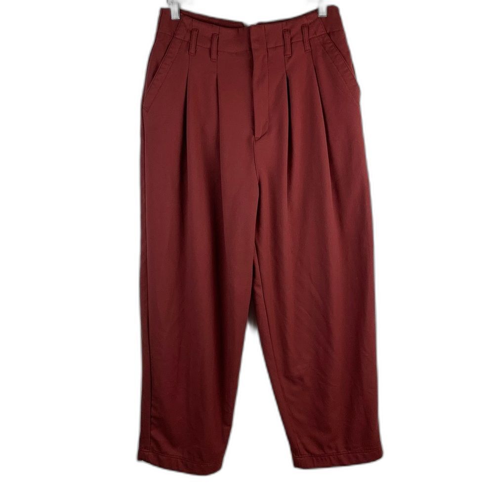 Free People Calla Burgundy Dark Red Pleated High Rise Trouser Pants Size 4